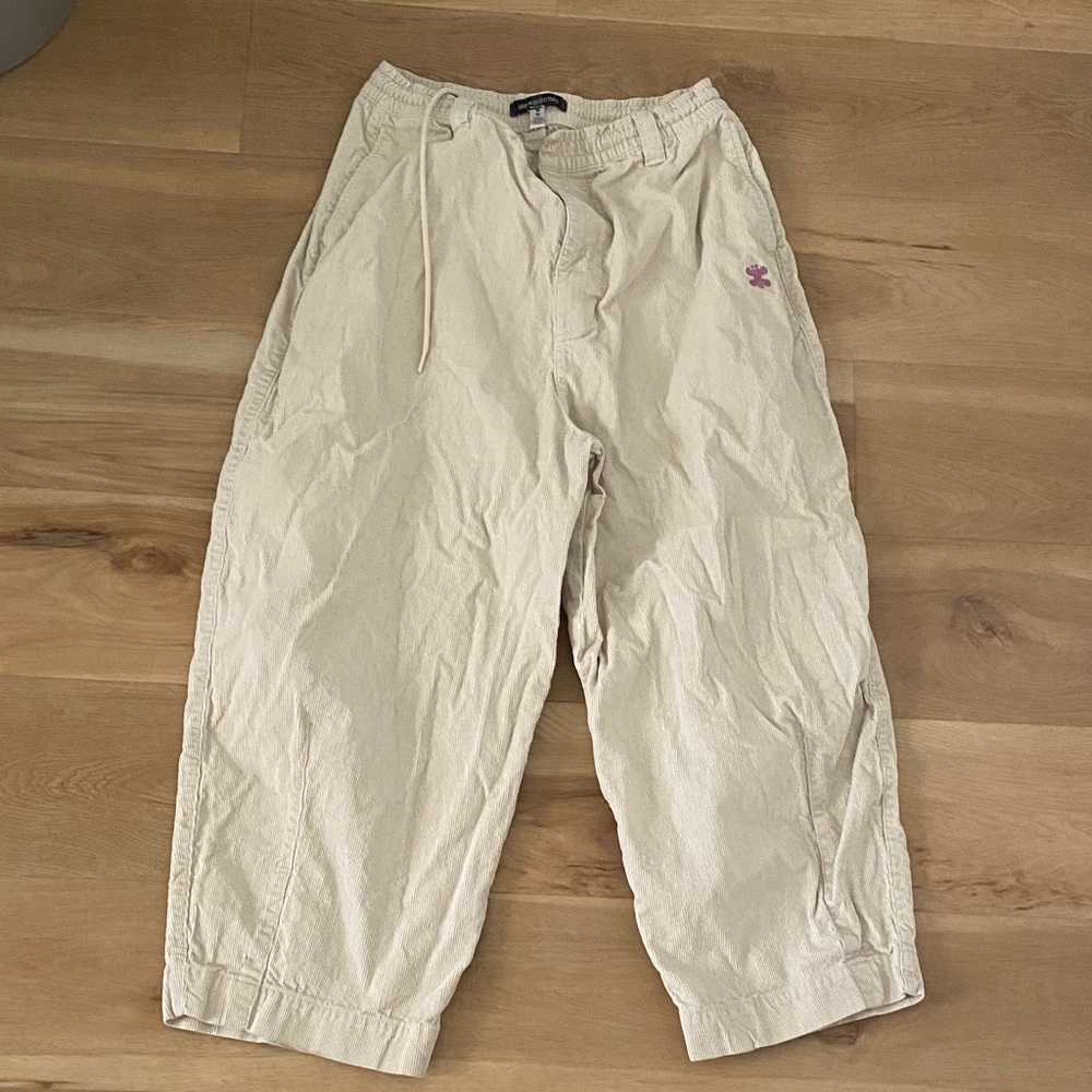 Urban Outfitters Cream Corduroy Pants with Pink Detail